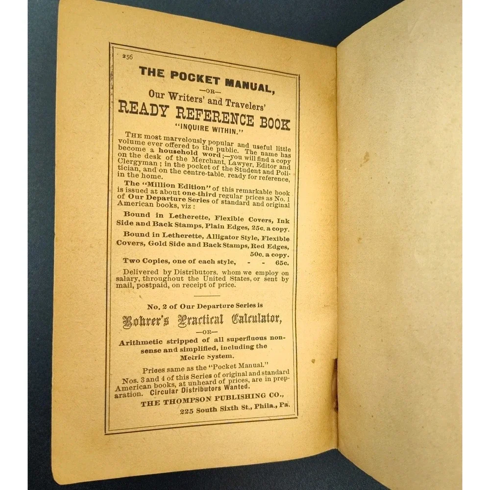 1890's Pocket Manual Ready Reference Book Rare VTG PAPERBACK SEE‎ BB33.1GU3303